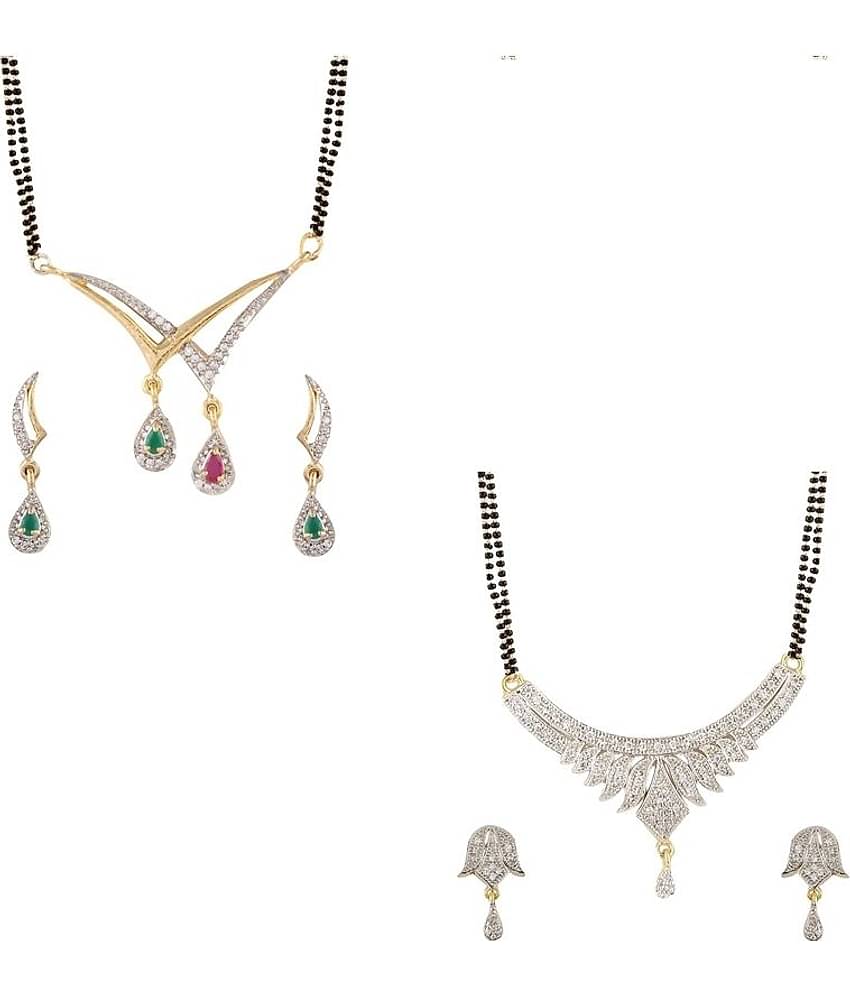 YouBella American Diamond Mangalsutra & Earrings - Set of 2