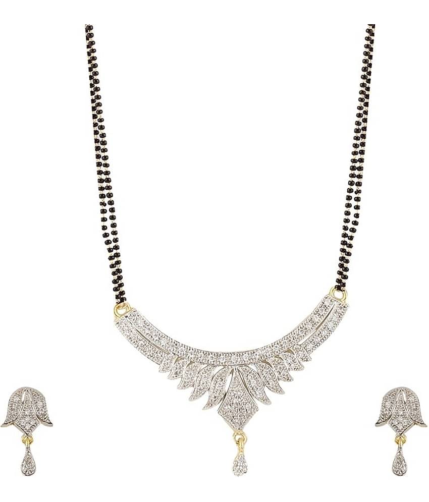 YouBella American Diamond Mangalsutra & Earrings - Set of 2