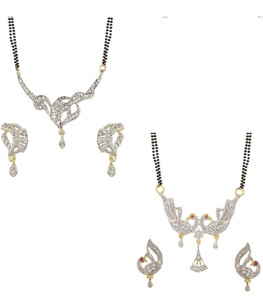 YouBella American Diamond Mangalsutra & Earrings - Set of 2