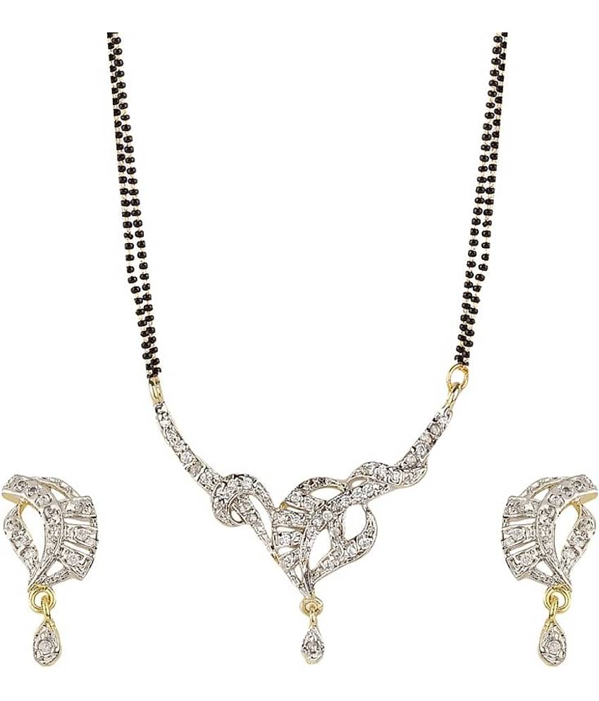 YouBella American Diamond Mangalsutra & Earrings - Set of 2