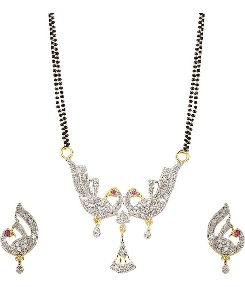YouBella American Diamond Mangalsutra & Earrings - Set of 2