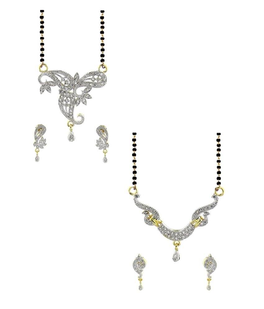 YouBella American Diamond Mangalsutra & Earrings - Set of 2     			YouBella American Diamond Mangalsutra & Earrings - Set of 2