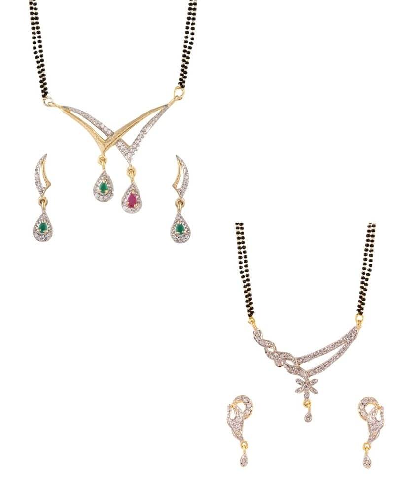 YouBella American Diamond Mangalsutra & Earrings - Set of 2 YouBella American Diamond Mangalsutra & Earrings - Set of 2