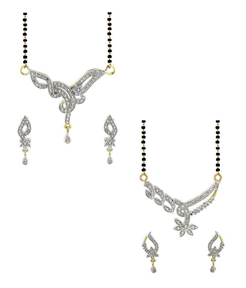 YouBella American Diamond Mangalsutra & Earrings - Set of 2 YouBella American Diamond Mangalsutra & Earrings - Set of 2
