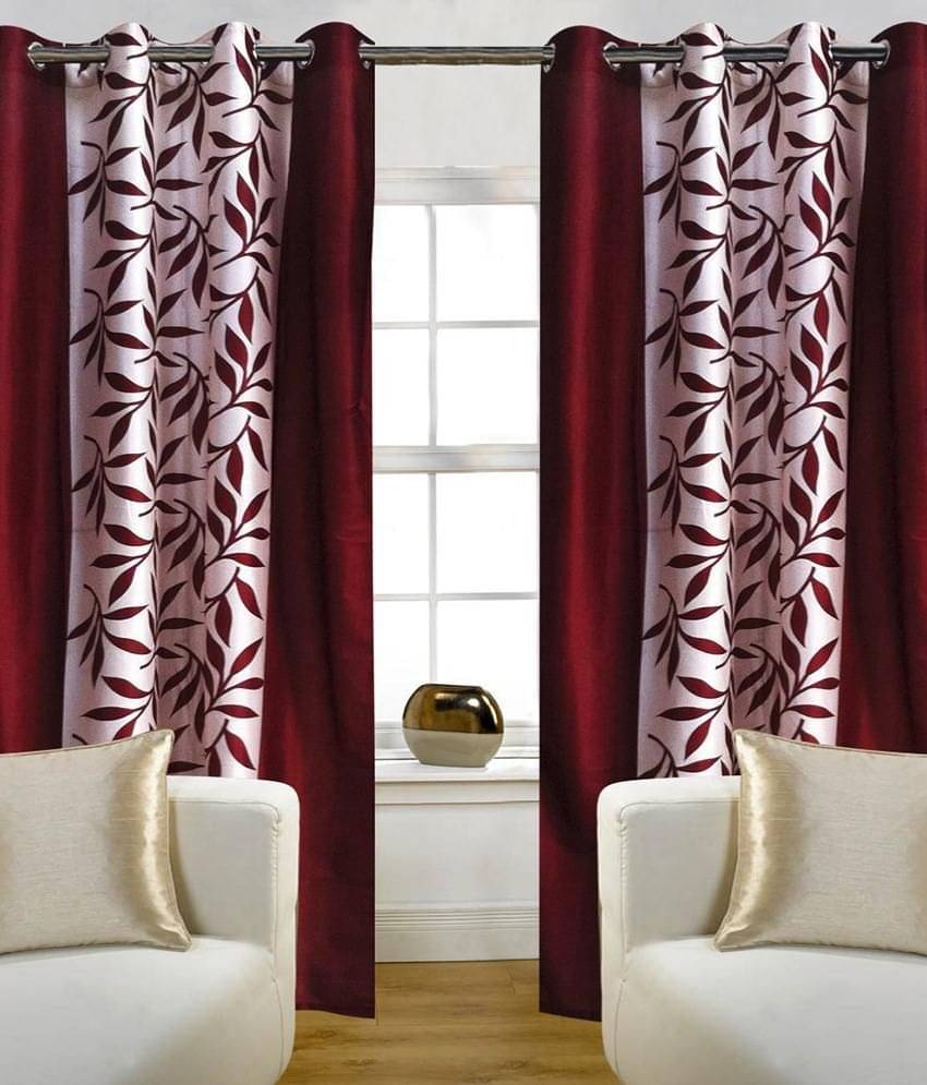 Tanishka Fabs Solid Semi-Transparent Eyelet Curtain 7 ft ( Pack of 2 ) - Brown Tanishka Fabs Solid Semi-Transparent Eyelet Curtain 7 ft ( Pack of 2 ) - Brown