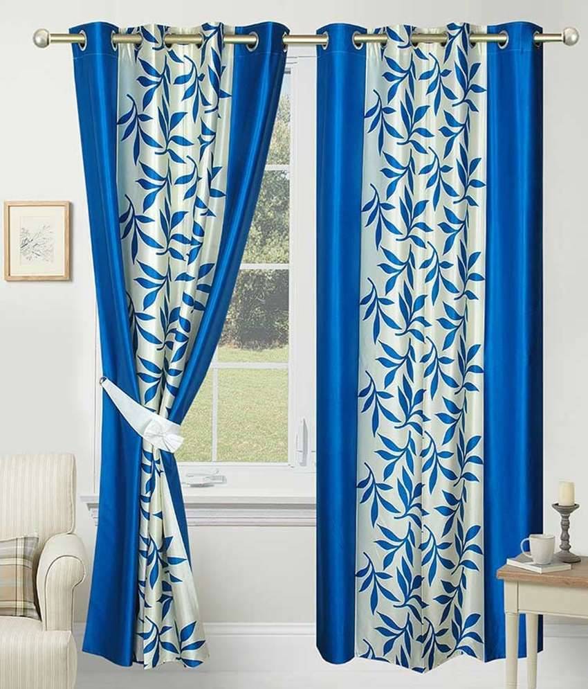     			Tanishka Fabs Solid Semi-Transparent Eyelet Curtain 7 ft ( Pack of 4 ) - Multi Color