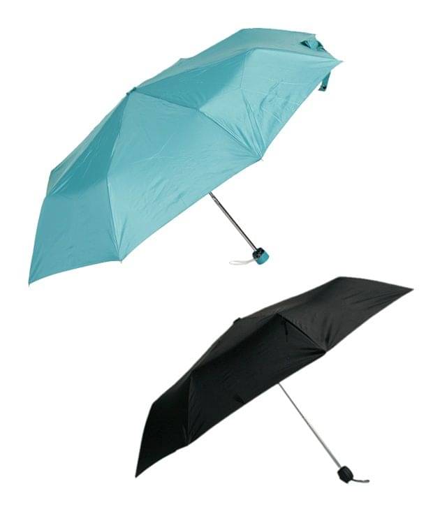 Bizarro.in Black & Turquoise Blue 3 Fold Umbrellas Combo     			Bizarro.in Black & Turquoise Blue 3 Fold Umbrellas Combo