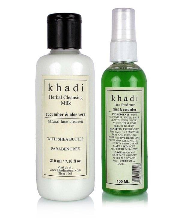 Khadi Cucumber Cool Combo: Khadi Cucumber & Aloe Vera Cleansing Milk+ Mint & Cucumber-310ml Khadi Cucumber Cool Combo: Khadi Cucumber & Aloe Vera Cleansing Milk+ Mint & Cucumber-310ml