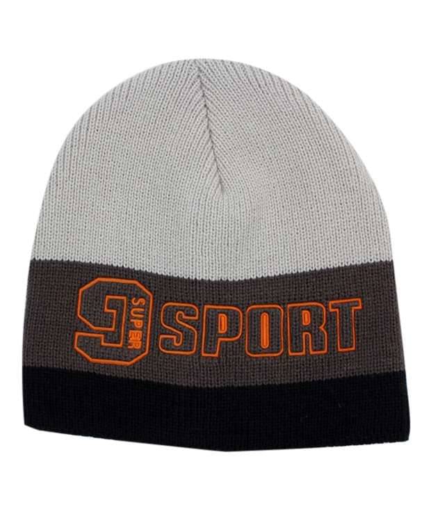     			Bizarro.in Grey & Black Woollen Cap