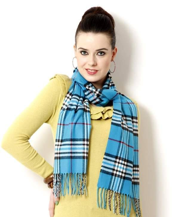     			Bizarro.in Turquoise Blue & Black Checkered Design Muffler