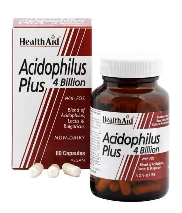 Health Aid Acidophilus PLUS 4 Billion. Probiotics , 60 Veg Capsules Health Aid Acidophilus PLUS 4 Billion. Probiotics , 60 Veg Capsules