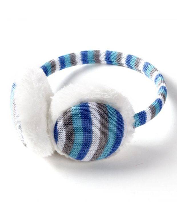     			Bizarro.in Blue & Grey Striped Ear Warmer