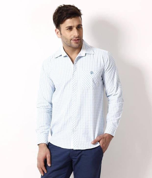     			British Terminal Cool Light Blue Checkered Shirt