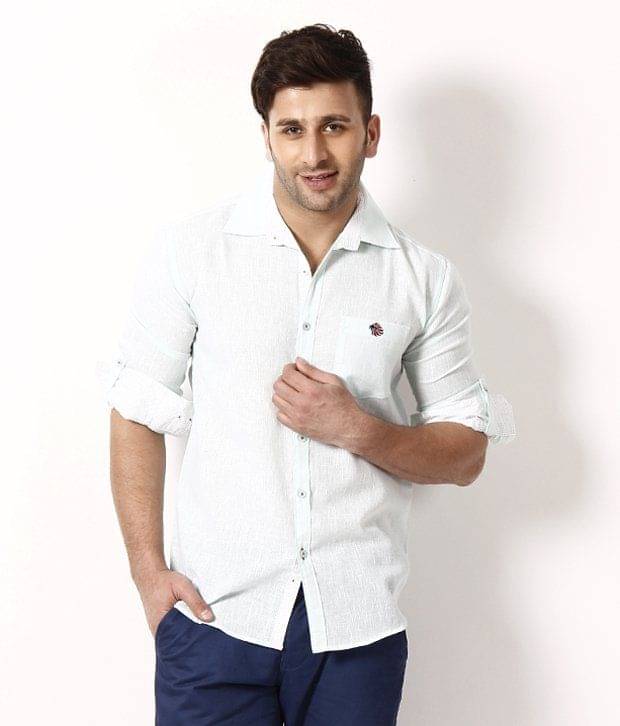     			British Terminal Pista Green Linen Shirt