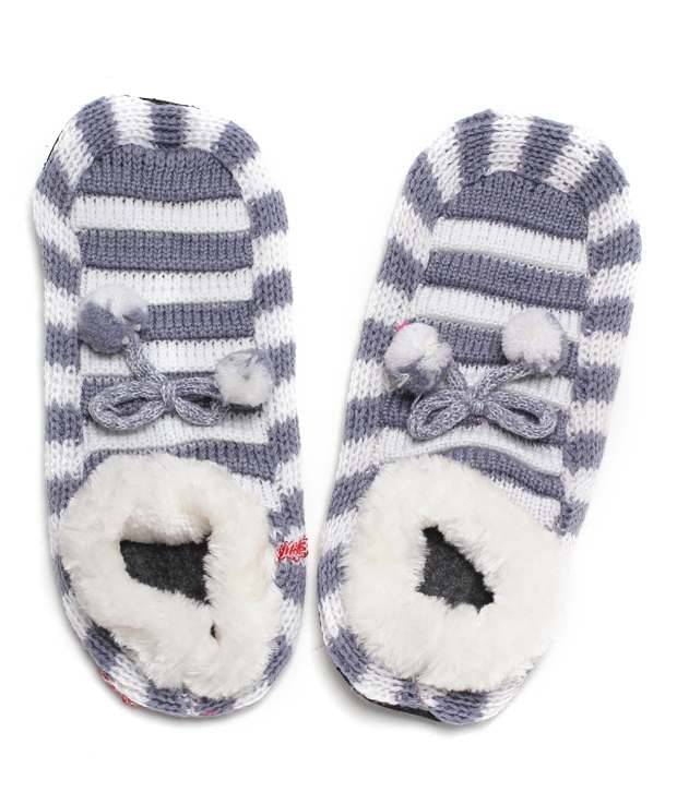     			Bizarro.in Stripes Design Women's Grey Footies