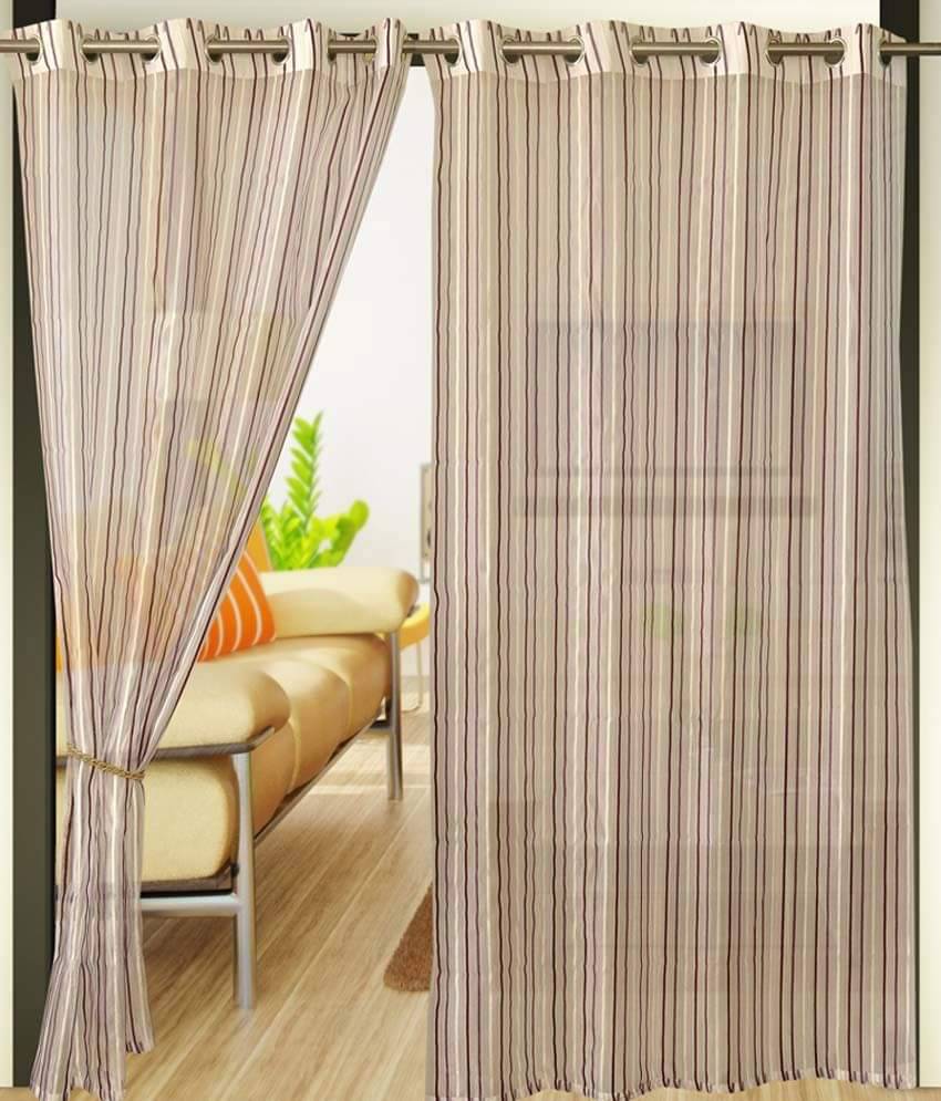 Home Candy Off White Fancy Net Door Curtains - 7-ft Set of 2 Stripes White Home Candy Off White Fancy Net Door Curtains - 7-ft Set of 2 Stripes White