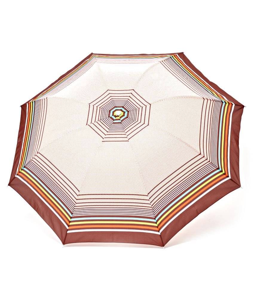     			Bizarro.in Dotted Brown 3 Folds Polyester Umbrella For Women