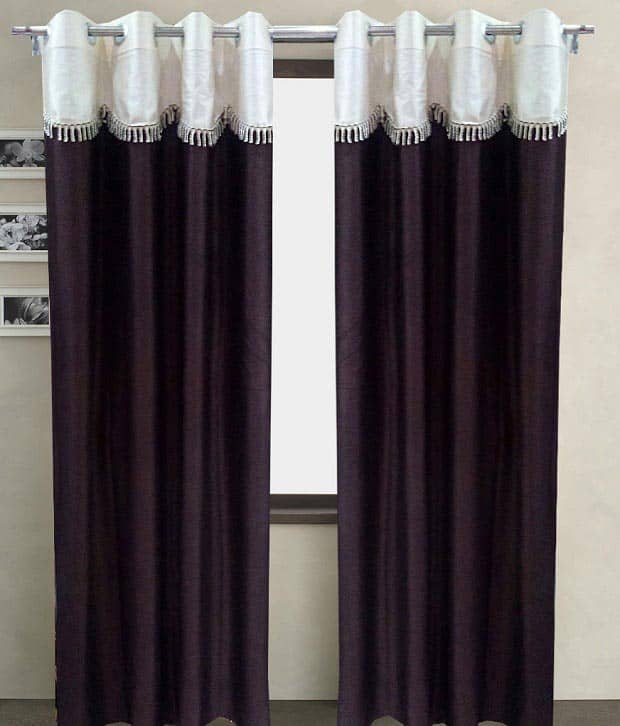 Homefab India Plain Semi-Transparent Eyelet Window Curtain 5ft (Pack of 2) - Brown