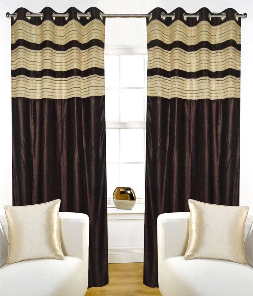     			Home Candy Set of 2 Door Eyelet Curtains Brown
