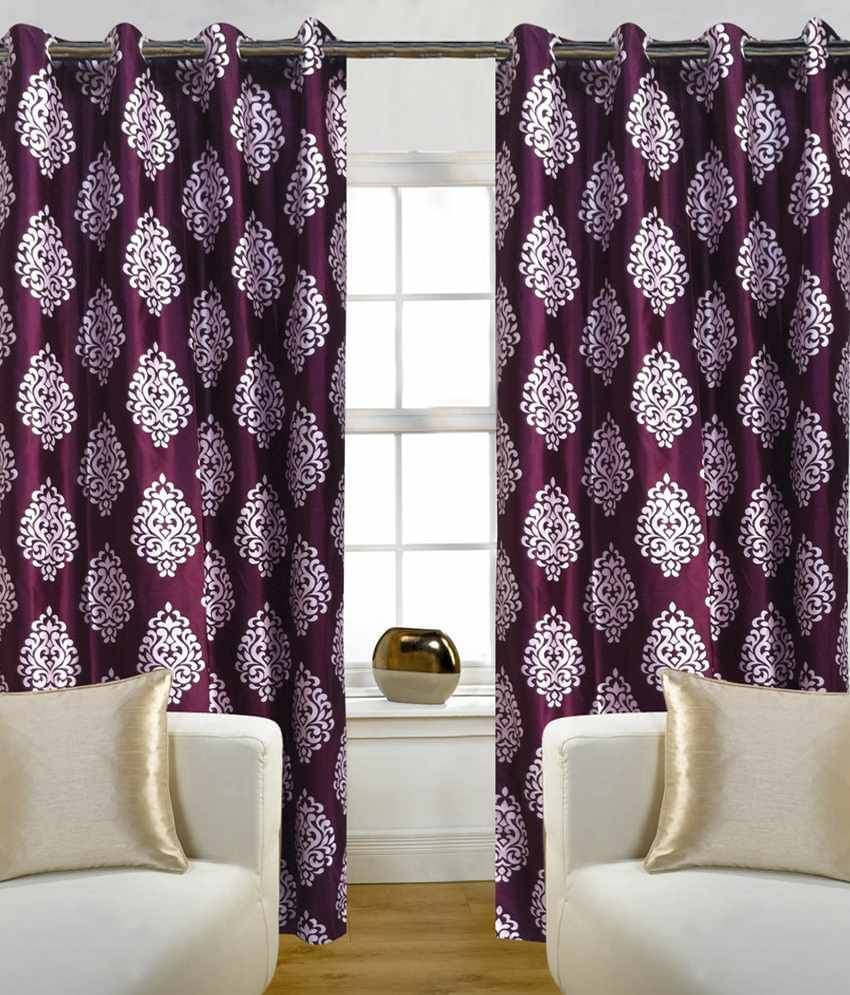     			Home Candy Set of 2 Door Eyelet Curtains Paisley Purple