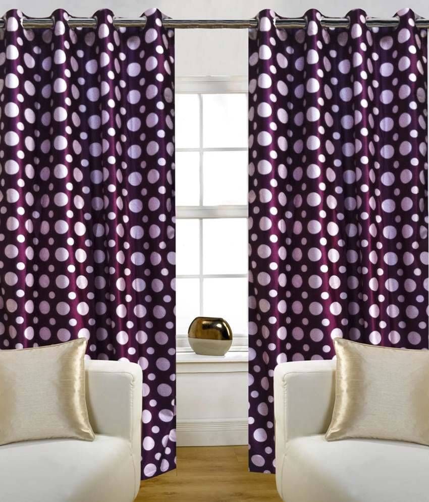 Home Candy Set of 2 Door Eyelet Curtains Geometrical Purple Home Candy Set of 2 Door Eyelet Curtains Geometrical Purple