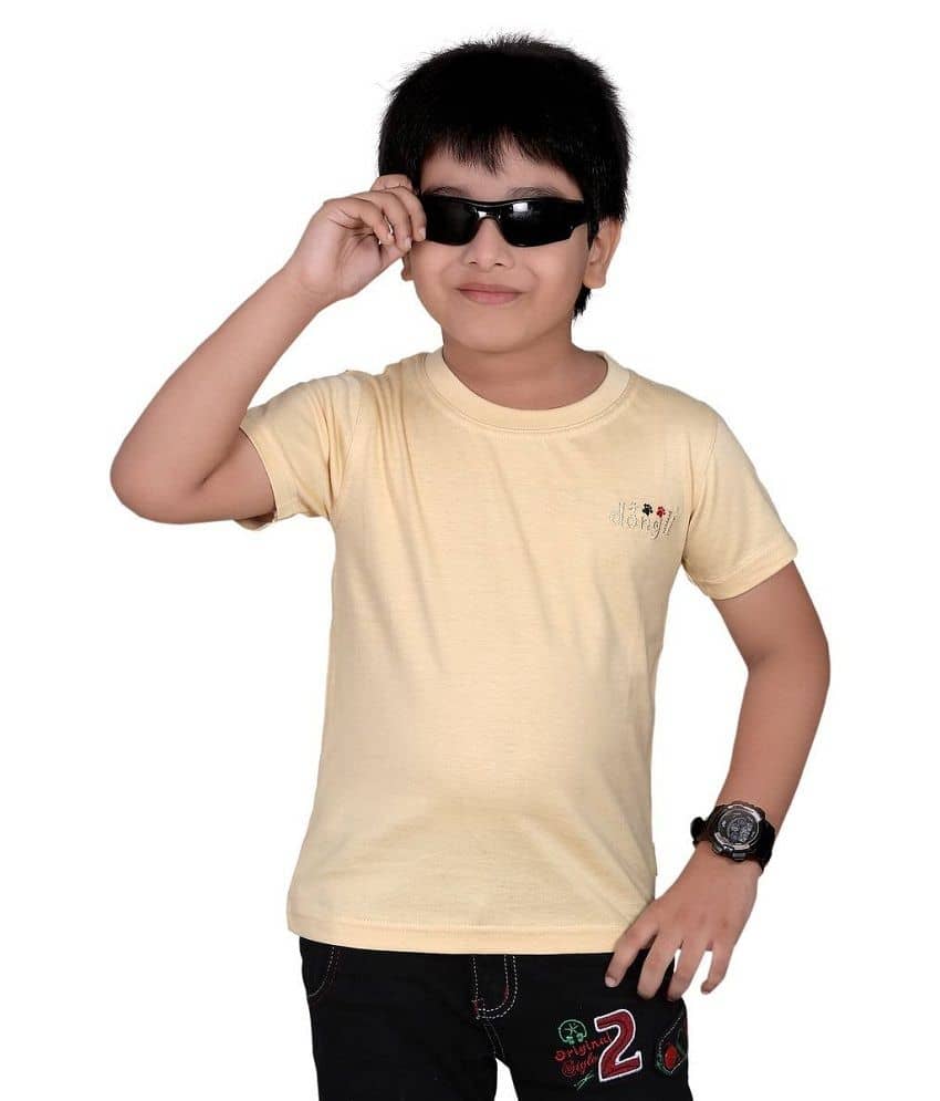 Dongli Pack of 1 Boys 100% Cotton Half Sleeves Shirt ( Beige )