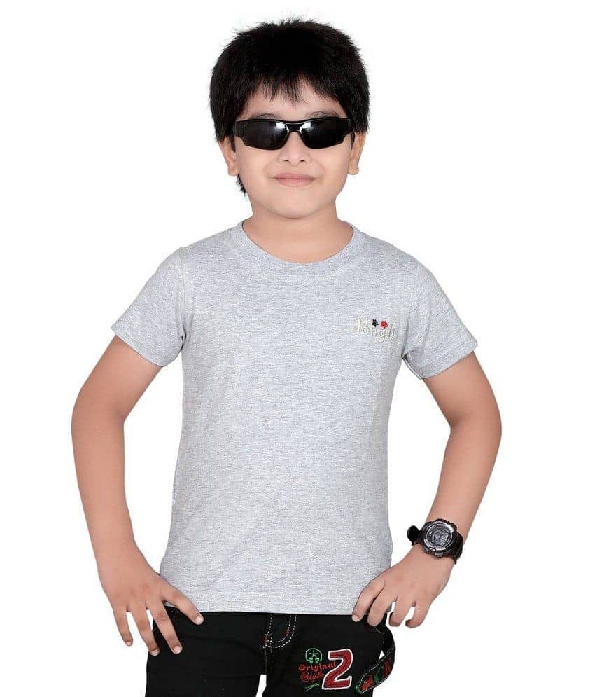 Dongli Pack of 1 Boys 100% Cotton Half Sleeves Shirt ( Gray )