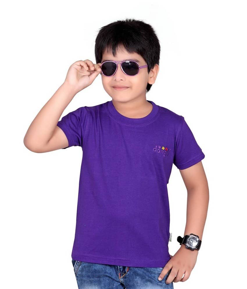 Dongli Pack of 1 Boys 100% Cotton Half Sleeves Shirt ( Purple )