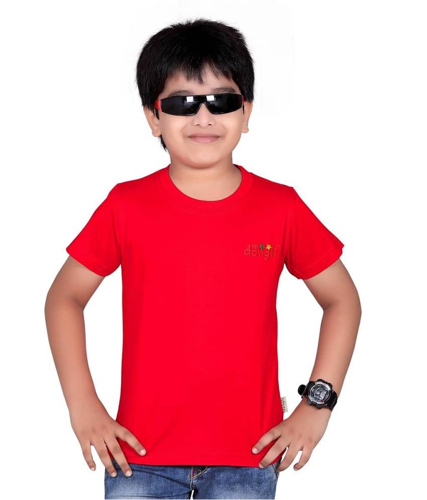 Dongli Pack of 1 Boys 100% Cotton Half Sleeves Shirt ( Red )