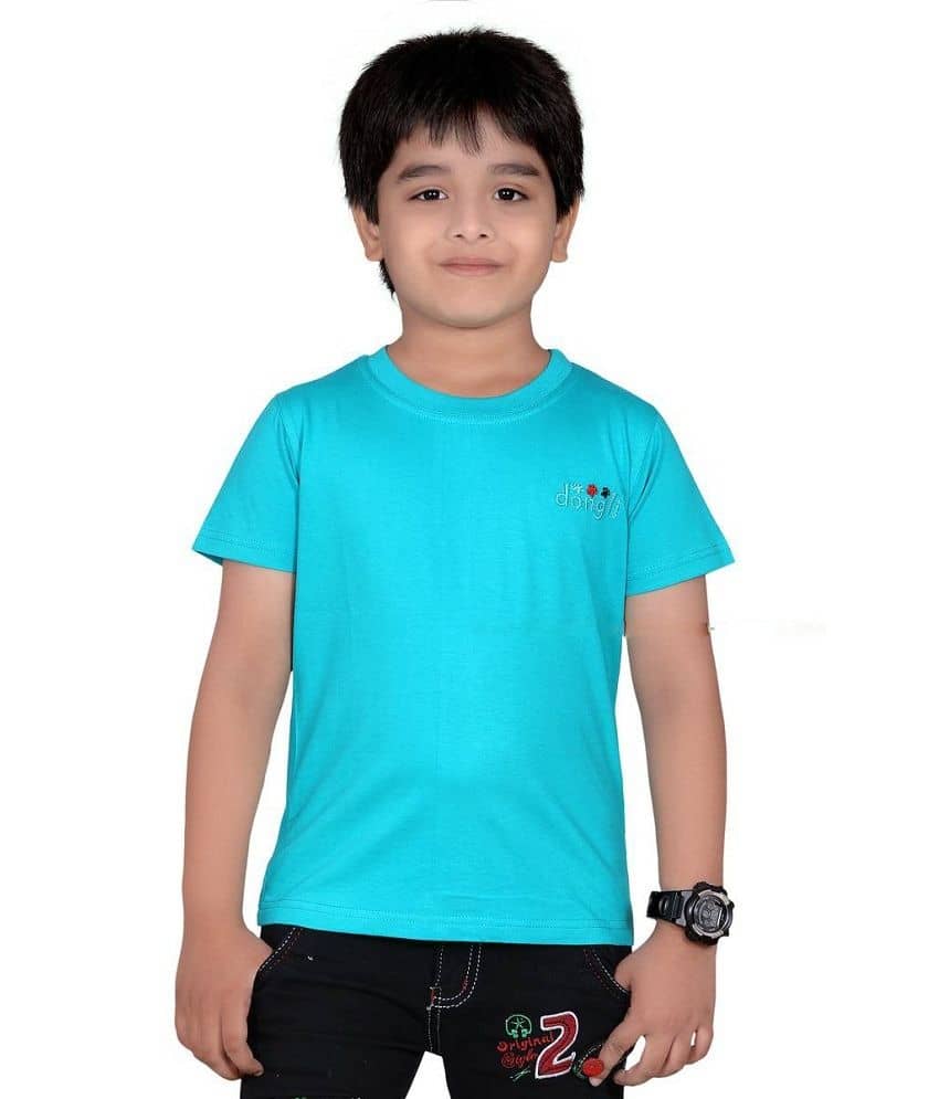 Dongli Pack of 1 Boys 100% Cotton Half Sleeves Shirt ( Turquoise )