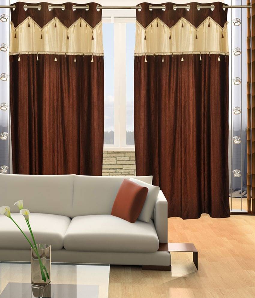     			Home Candy Set of 2 Door Eyelet Curtains Contemporary Brown