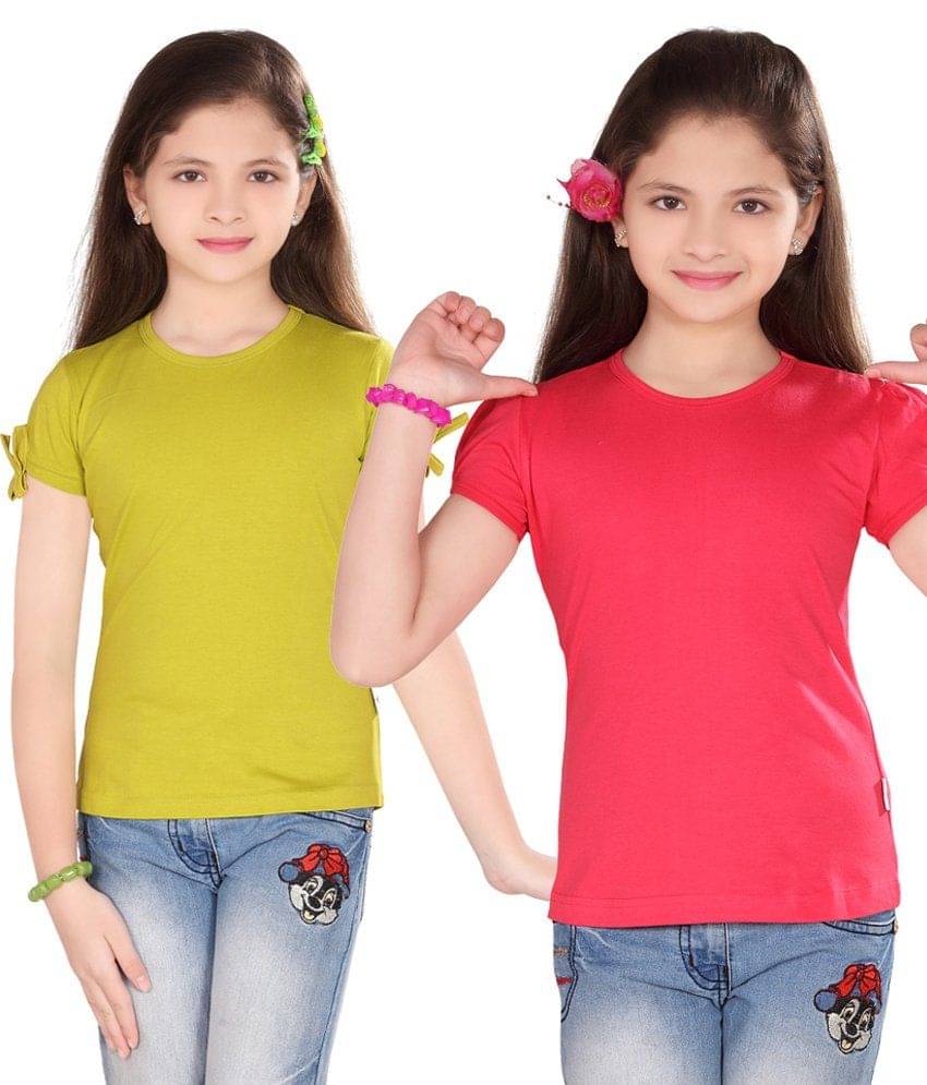     			Sini Mini Pack of 2 Girls 100% Cotton Tops ( Blue )