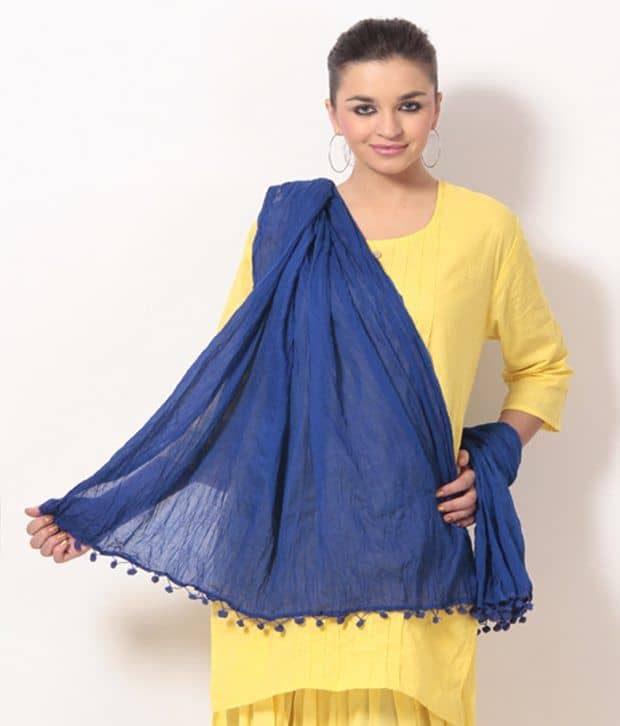 Rangsthali Blue Plain Cotton  Dupatta - Dupattas & Shawls | Buy online on ZillyBuy