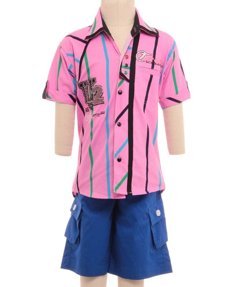     			British Terminal Pack of 1 Boys 100% Cotton Half Sleeves Shirt ( Pink )