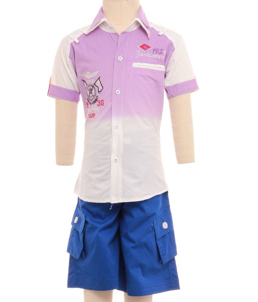     			British Terminal Pack of 1 Boys 100% Cotton Half Sleeves Shirt ( Purple )
