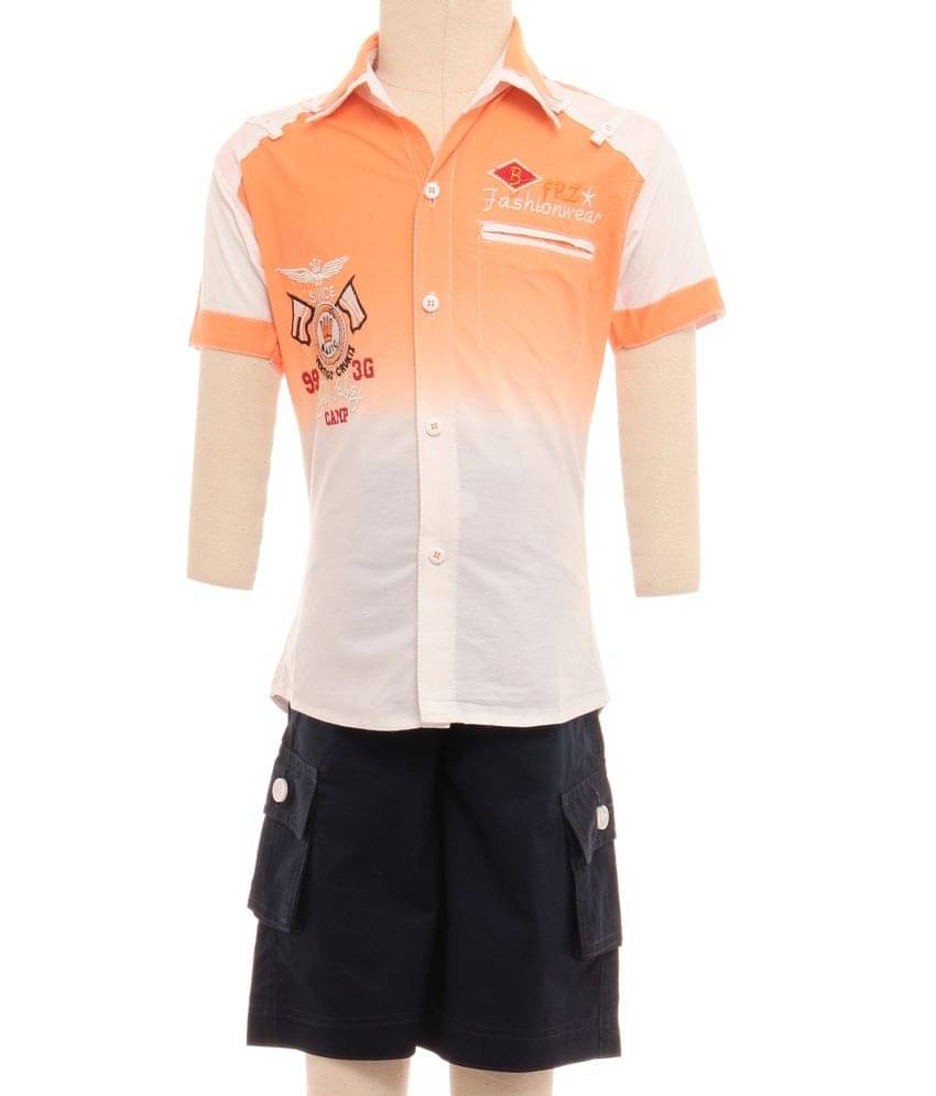     			British Terminal Pack of 1 Boys 100% Cotton Half Sleeves Shirt ( Orange )