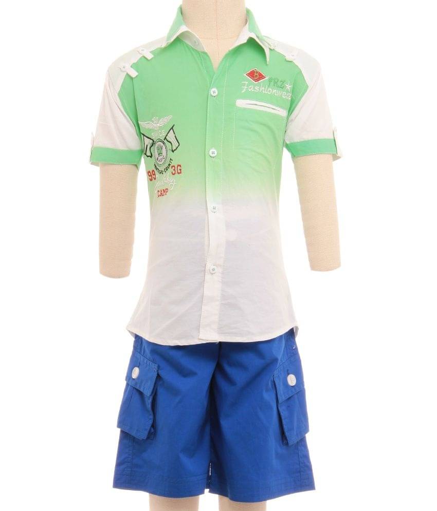     			British Terminal Pack of 1 Boys 100% Cotton Half Sleeves Shirt ( Green )
