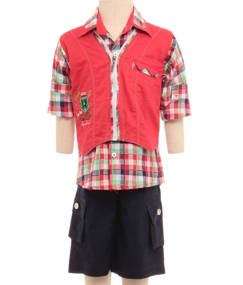    			British Terminal Pack of 1 Boys 100% Cotton Half Sleeves Shirt ( Red )