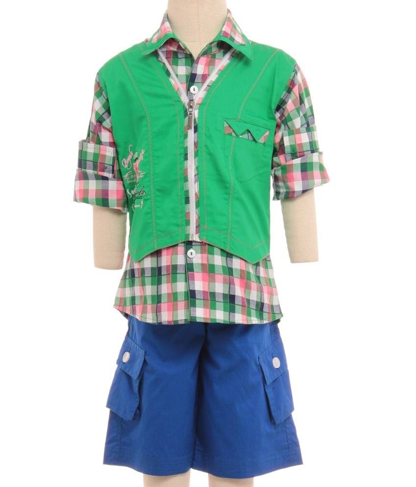     			British Terminal Pack of 1 Boys 100% Cotton Half Sleeves Shirt ( Green )