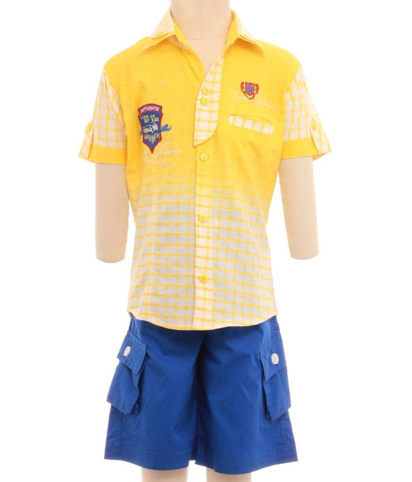     			British Terminal Pack of 1 Boys 100% Cotton Half Sleeves Shirt ( Yellow )
