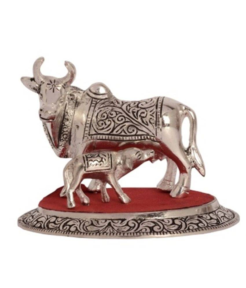 eCraftIndia Silver-Plated Cow and Calf Figurine Showpiece eCraftIndia Silver-Plated Cow and Calf Figurine Showpiece
