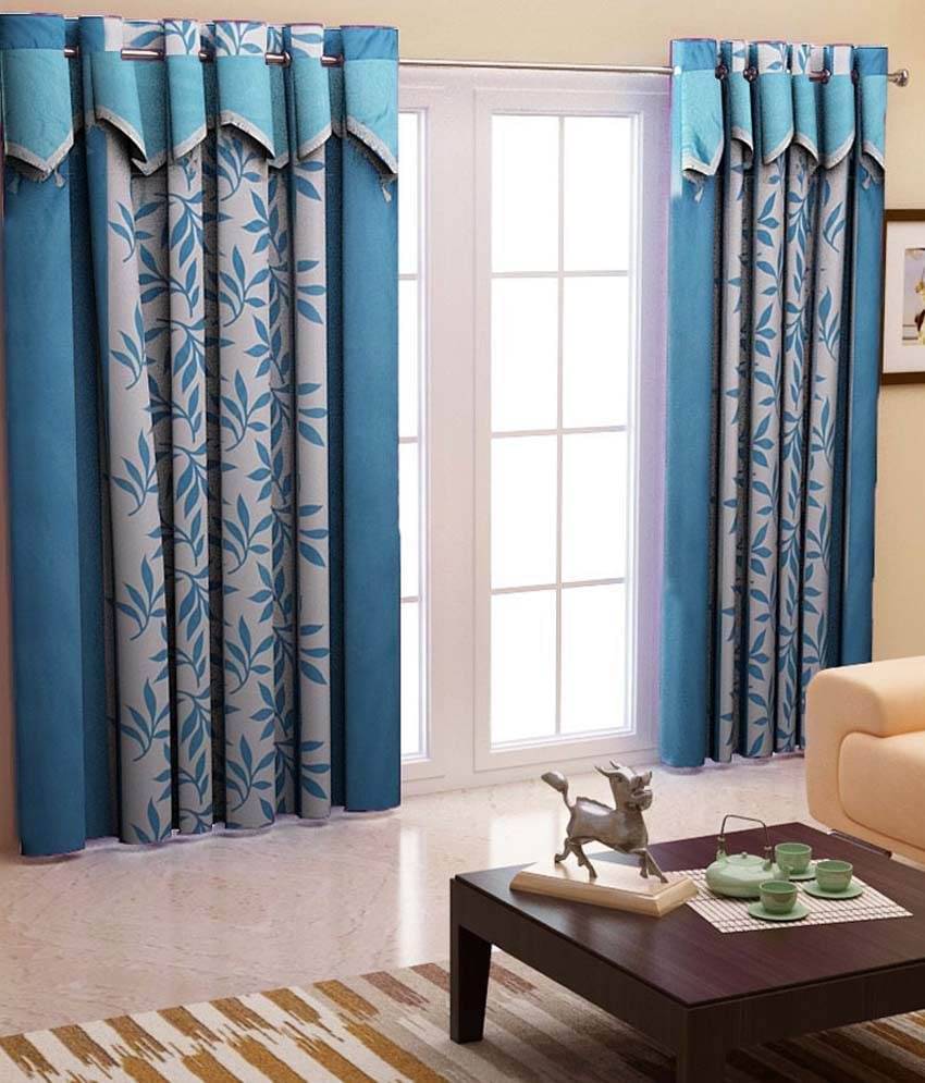Home Candy Set of 2 Door Eyelet Curtains Floral Blue Home Candy Set of 2 Door Eyelet Curtains Floral Blue