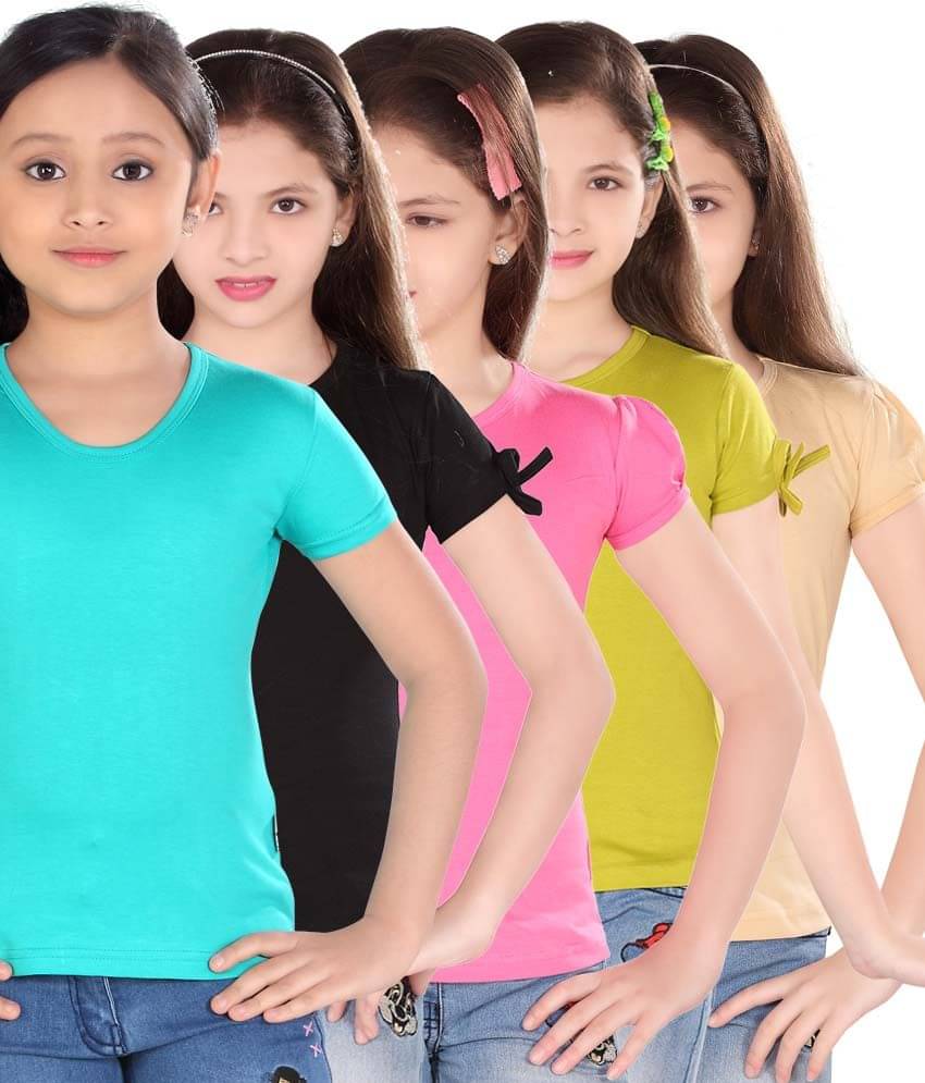     			Sini Mini Pack of 5 Girls 100% Cotton Combos ( Blue )
