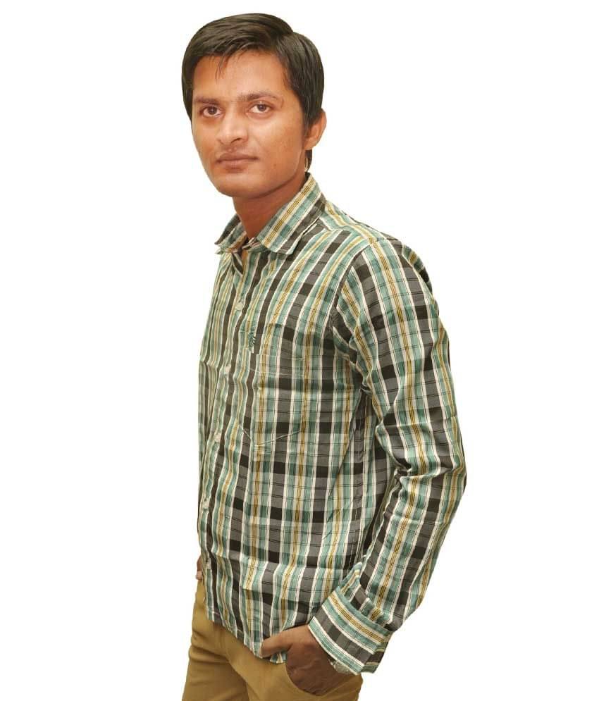     			British Terminal Green & Black Checks Shirt