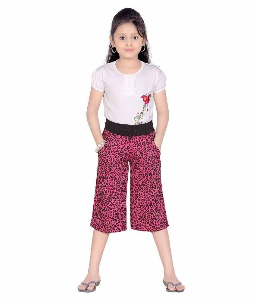     			Sini Mini Pack of 1 Girls Cotton Capris ( Pink )