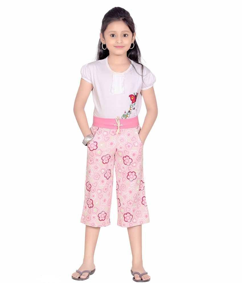     			Sini Mini Girls Cotton Capris ( Pink )