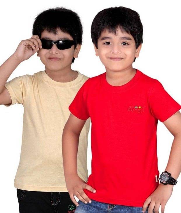 Dongli Pack of 2 Boys Cotton T-Shirt ( Pink ) Dongli Pack of 2 Boys Cotton T-Shirt ( Pink )
