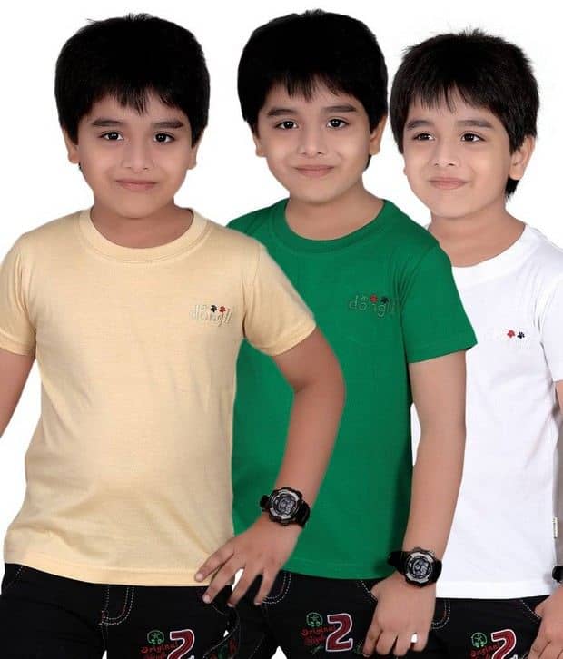 Dongli Pack of 1 Boys Cotton T-Shirt ( Pink )