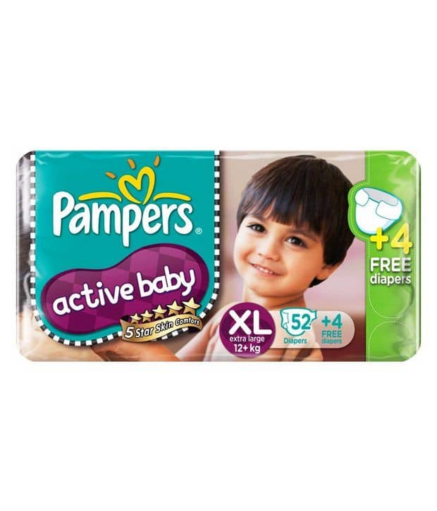 Pampers Active Baby Diapers Xtra Large Size 56 pc Pack