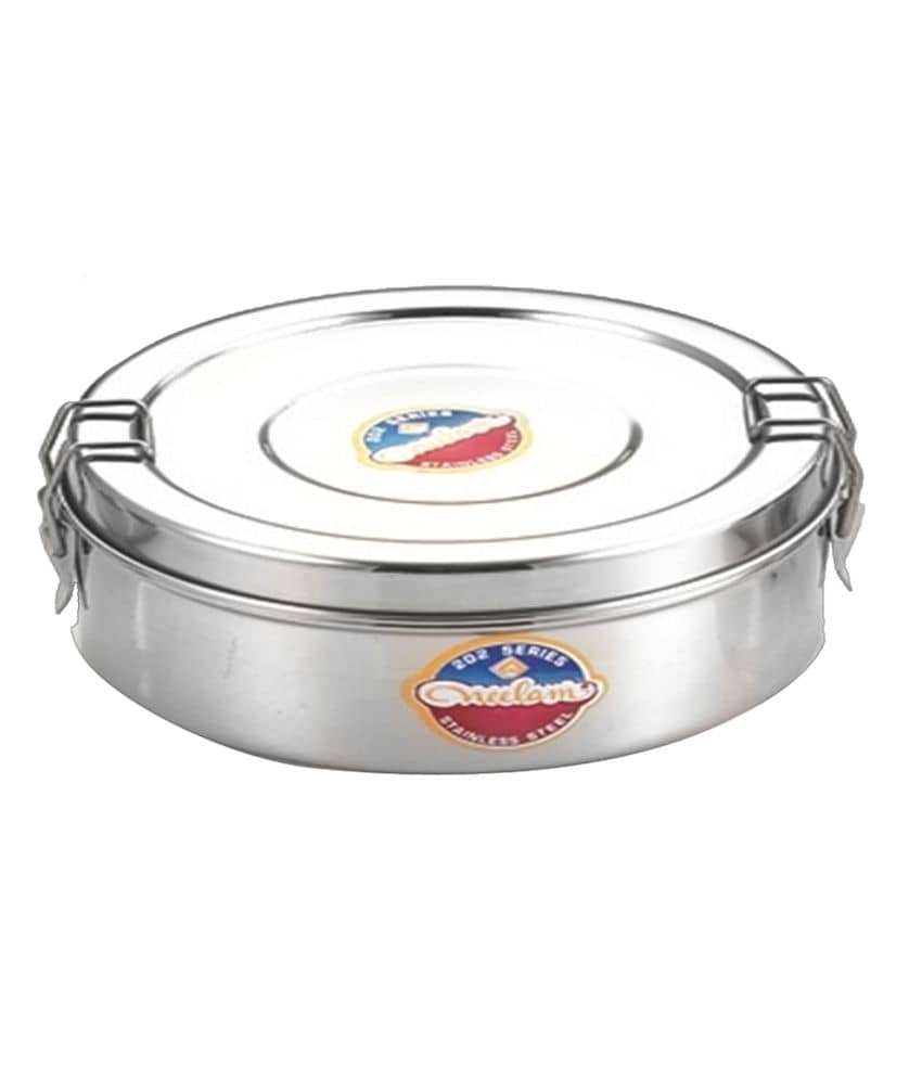 Neelam Round Double Decker Clip Steel Lunch Box 1 Container (Pack of 1)